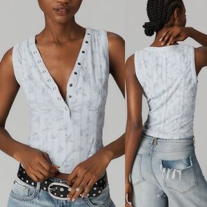 Pilcro Light Blue V-Neck Top